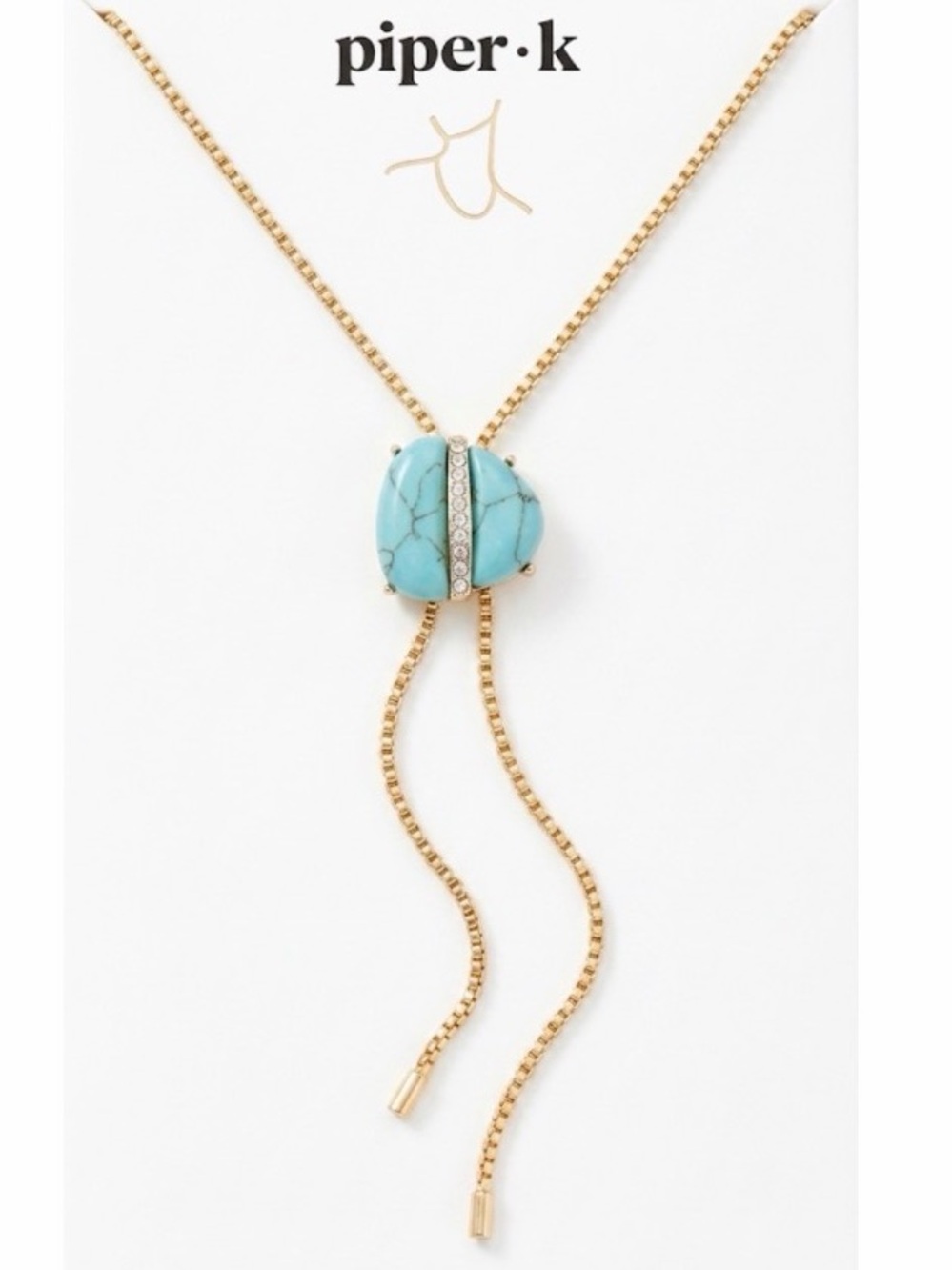 NWT ⚜️🩵⚜️ Piper K Reconstituted Turquoise Solstice Bolo Necklace